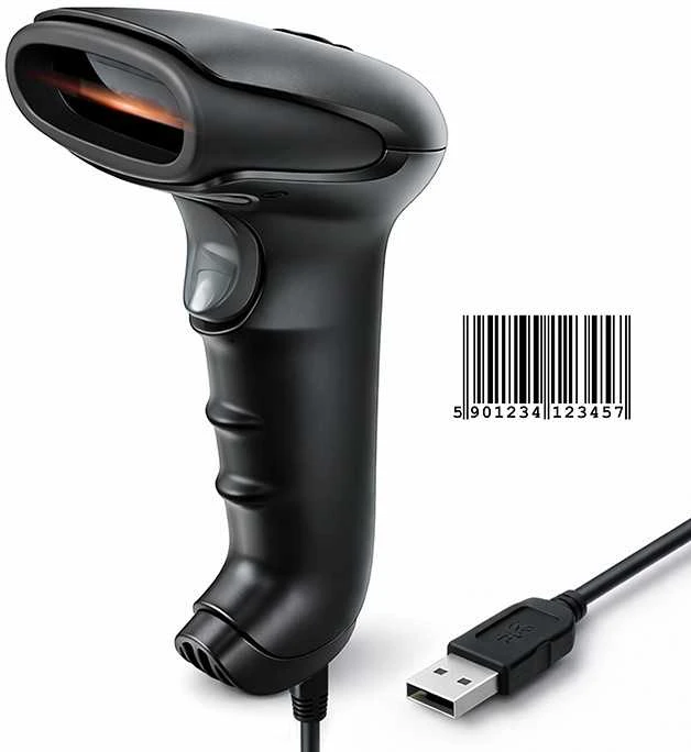 QOLTEC 50866 Barcode scanner 1D CCD USB Juodas