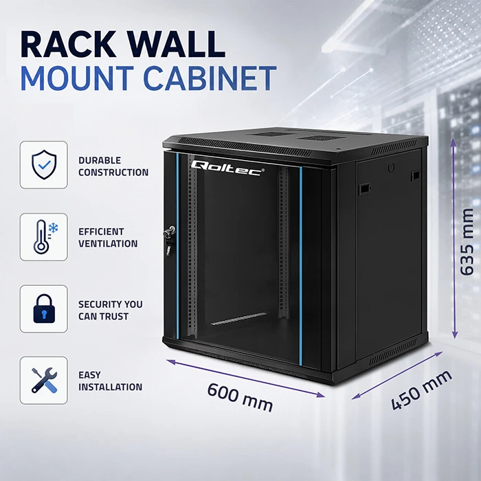 QOLTEC 54464 Rack spintelė 19 colių 12U 600x635mm