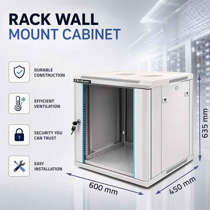 QOLTEC 54485 Stovėjimo spintelė 19 colių 12U 600 x 450 x 635