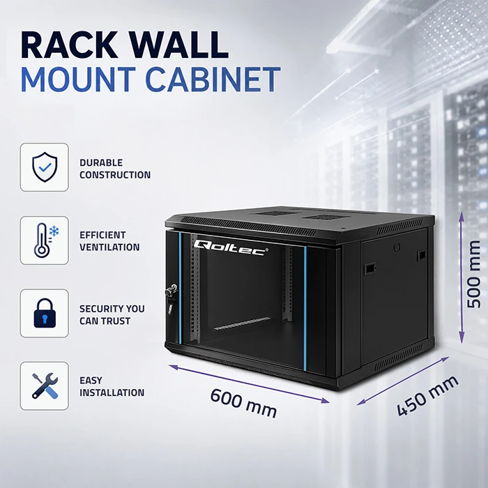 QOLTEC 54463 Rack spintelė 19 colių 9U 600x501mm