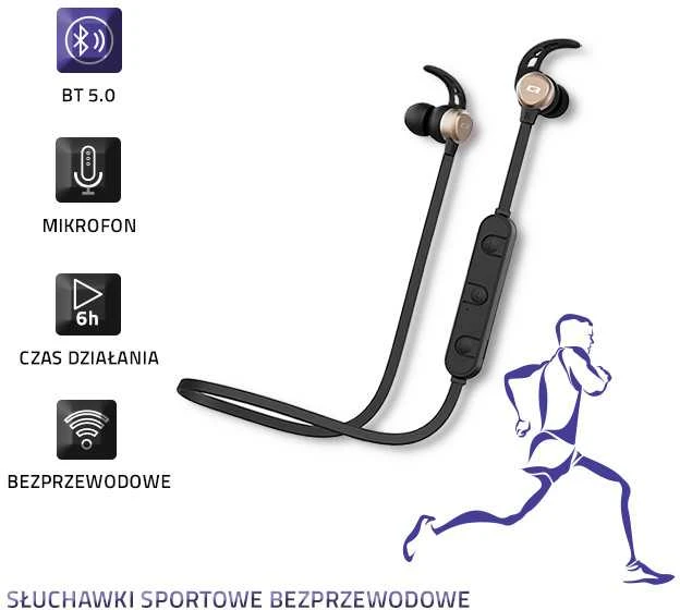 QOLTEC 50842 BT 5.0 JL sports belaidės ausinės magnetic microphone Juodas