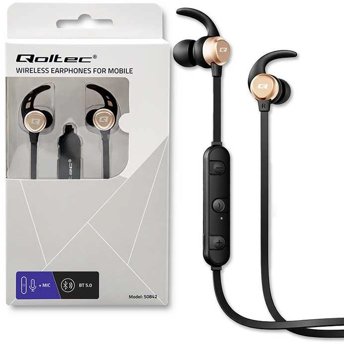QOLTEC 50842 BT 5.0 JL sports belaidės ausinės magnetic microphone Juodas