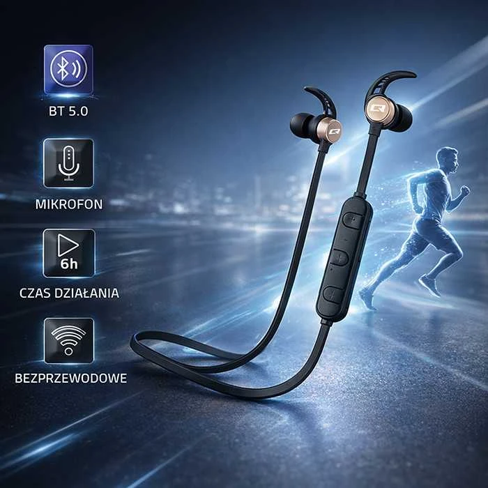 QOLTEC 50842 BT 5.0 JL sports belaidės ausinės magnetic microphone Juodas