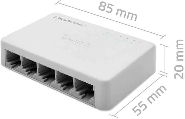 Šakotuvas Qoltec 52247 Tinklo jungiklis 5 x RJ45 prievadas | 1000Mbps | LAN