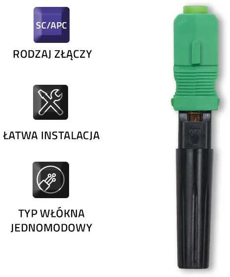 QOLTEC 54498 SC APC šviesolaidinis greitasis jungiklis, vienmodis, 0,9 mm, 10 vnt. rinkinys