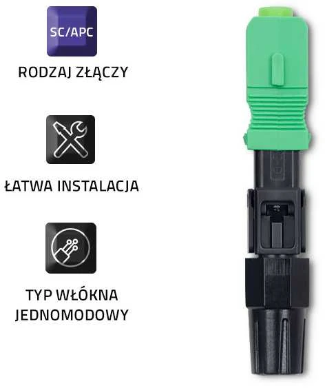 QOLTEC 54494 SC/APC šviesolaidinė greitoji jungtis, vienmodė, 3,0 mm