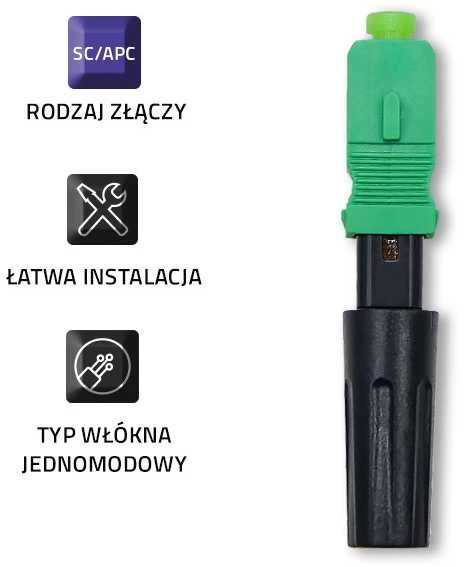 QOLTEC 54496 SC/APC šviesolaidinė greitoji jungtis, vienmodis 3,0 mm