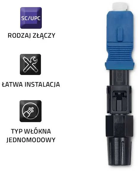 QOLTEC 54495 SC/UPC šviesolaidinė greitoji jungtis, vienmodė, 3,0 mm