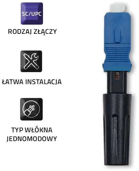 QOLTEC 54497 SC/UPC šviesolaidinė greitoji jungtis, vienmodė, 3,0 mm
