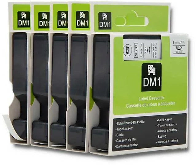 QOLTEC Tape for DYMO D1 40913 9mm x 7m Baltas / Juodas overprint