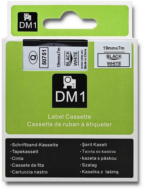 QOLTEC 50751 Tape for DYMO D1 45803/ 45808 / 19mm x 7m / Baltas/Juodas print