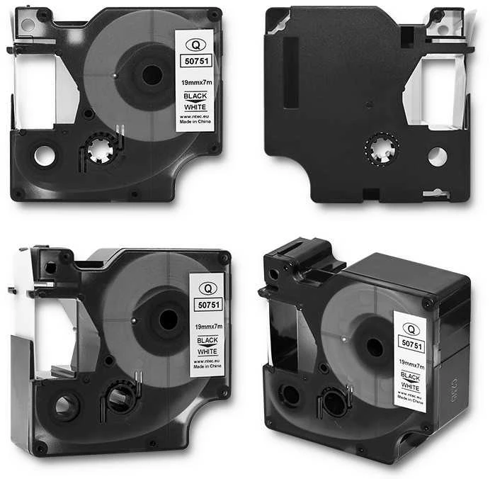 QOLTEC 50751 Tape for DYMO D1 45803/ 45808 / 19mm x 7m / Baltas/Juodas print