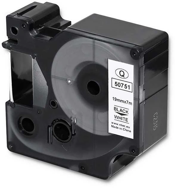 QOLTEC 50751 Tape for DYMO D1 45803/ 45808 / 19mm x 7m / Baltas/Juodas print