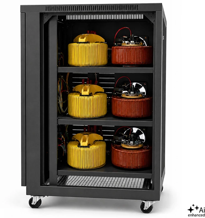 Qoltec Trójfazowy stabilizator napięcia AVR MULTIPROTECTION | 30kVA | Dokładność ± 3% | Serwomotor 3F | LCD | Expert Line
