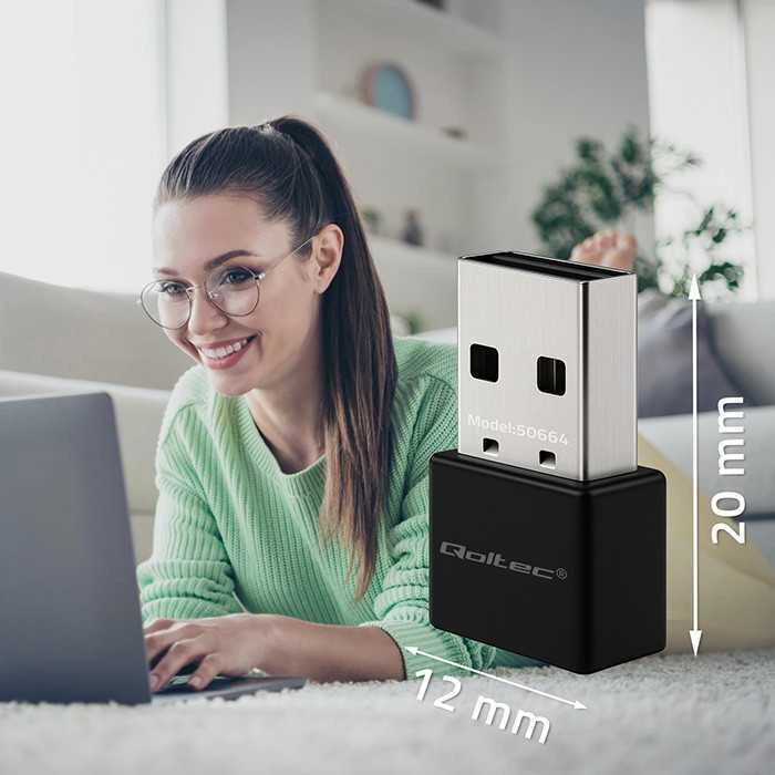 Qoltec Ultrafast mini belaidis USB Wi-Fi adapteris AC 650Mbps
