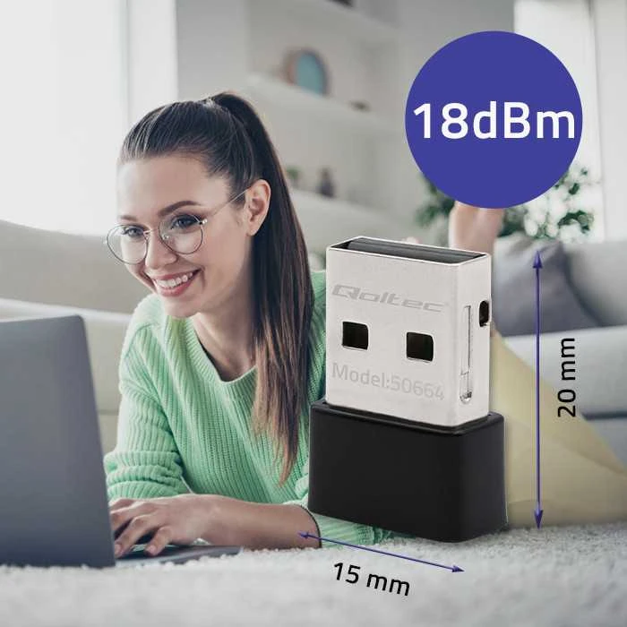 Qoltec Ultrafast mini belaidis USB Wi-Fi adapteris AC 650Mbps