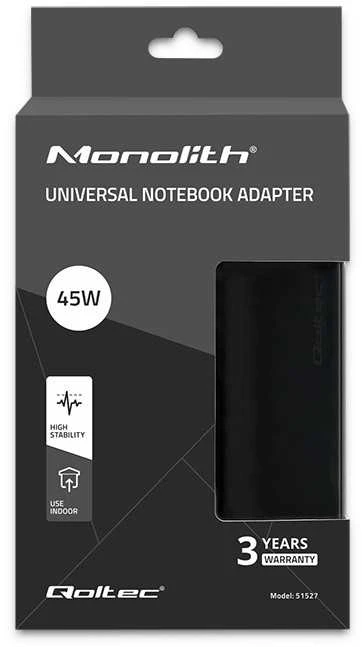 QOLTEC 51527 Universalus maitinimo adapteris 45W 8 kištukai + maitinimo laidas