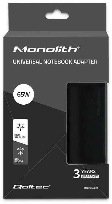 QOLTEC 50011 Universalus maitinimo adapteris 65W 8 kištukai + maitinimo laidas