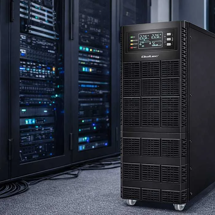 QOLTEC 52283 Nepertraukiamo maitinimo šaltinis UPS / 6kVA / 6000W / Galios koeficientas 1.0 / LCD / EPO / USB / Prisijungęs