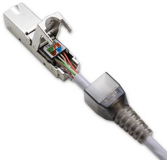 Tinklo laidas Kištukas rj45 be įrankių stp cat6a lizdas kaištis t568b t568a Qoltec