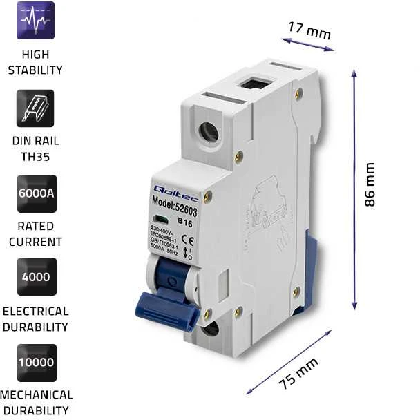 Qoltec pertraukiklis B16 16A 1P AC