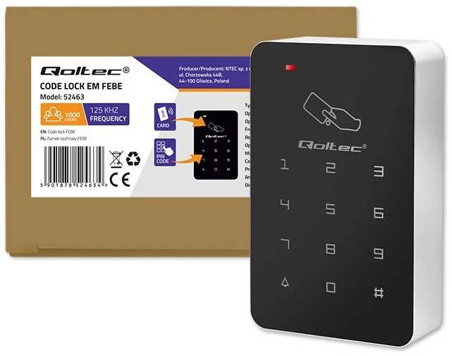 „Qoltec FEBE“ kombinuota spyna su RFID skaitytuvu | Kodas | Kortelė | Pakabutis | EM