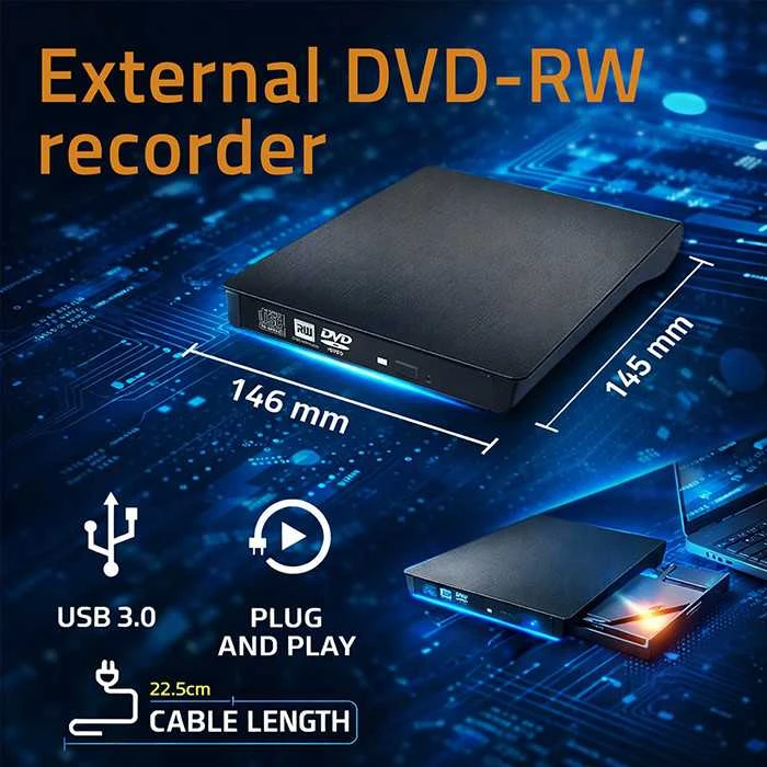 QOLTEC išorinis DVD-RW įrašymo įrenginys USB 3.0