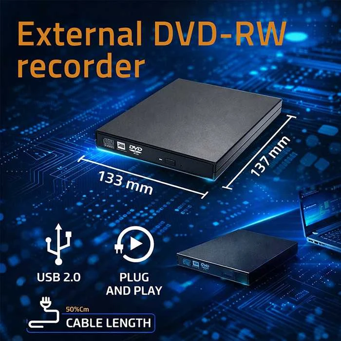 Qoltec išorinis DVD-RW įrašymo įrenginys USB 2.0