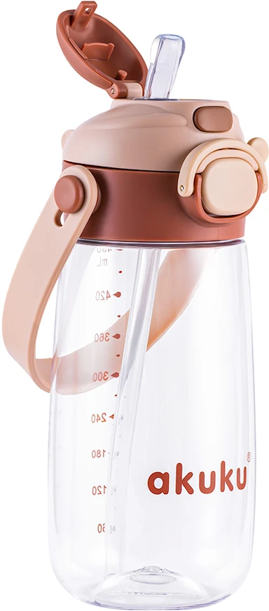 Akuku vaikiška gertuvė su šiaudeliu 480 ml. rusvai gelsvas, A0726