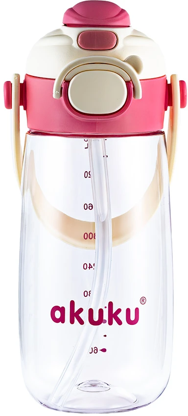 Akuku vaikiška gertuvė su šiaudeliu 480 ml. Rožinė, A0725