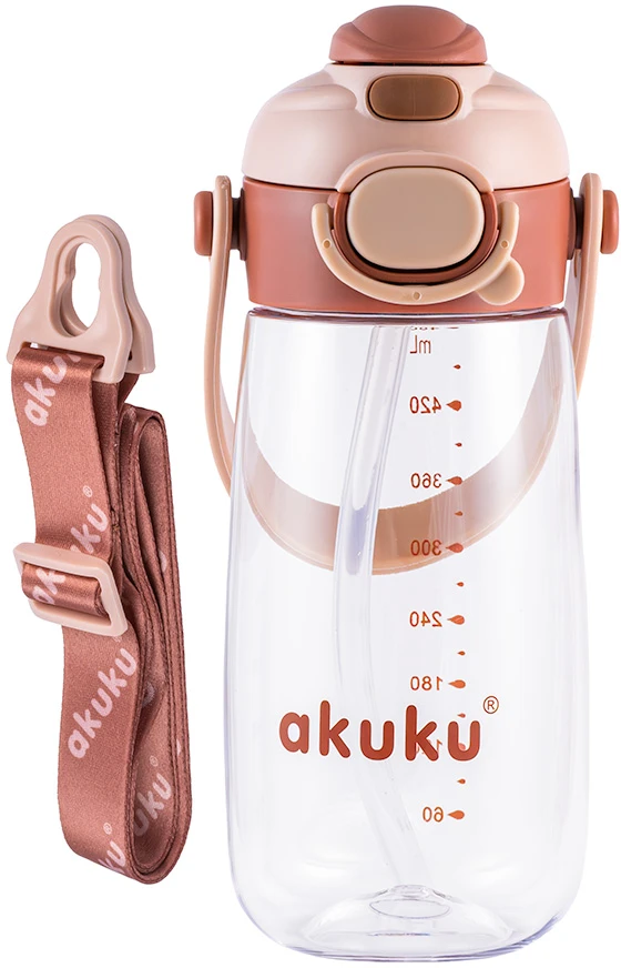 Akuku vaikiška gertuvė su šiaudeliu 480 ml. rusvai gelsvas, A0726