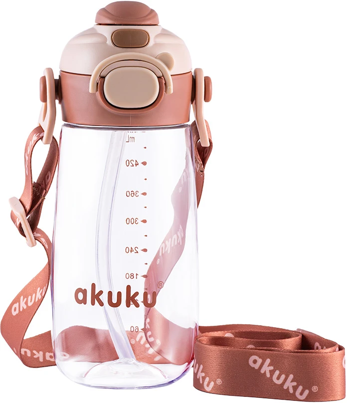 Akuku vaikiška gertuvė su šiaudeliu 480 ml. rusvai gelsvas, A0726