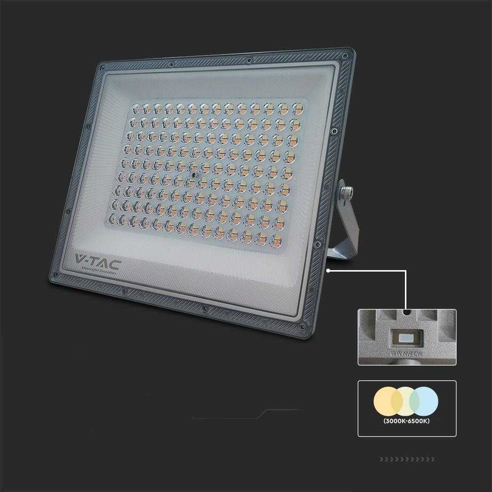 V-tac 100W LED prožektorius, pilkas, 3000/4000/6500K