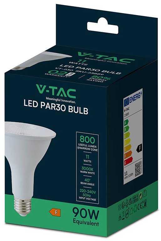 V-tac 11W LED lemputė, E27, PAR30, 4000K, 40°
