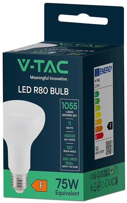V-tac 11W LED lemputė, E27, R80, 4000K, 120°