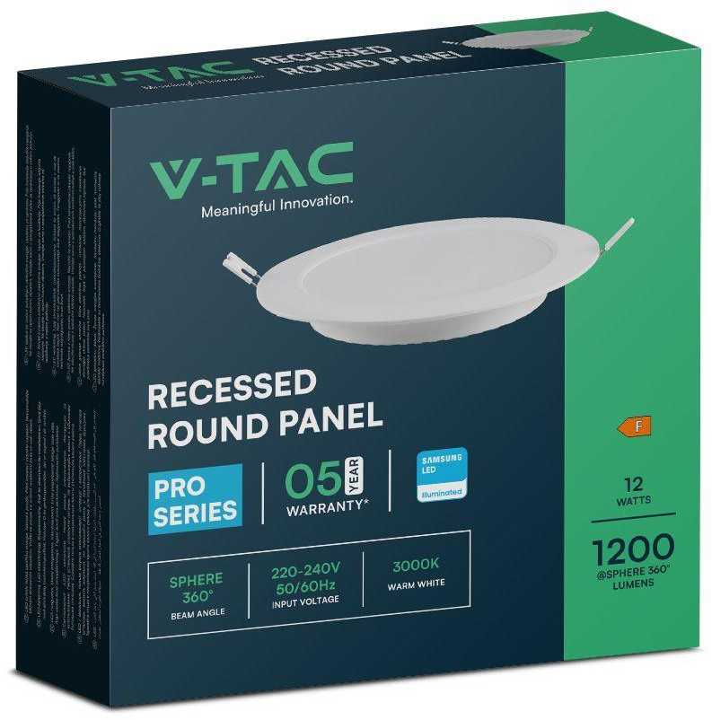 V-tac 12W LED įleidžiama panelė, balta, 6500K, SAMSUNG LED chip