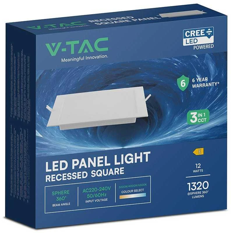 12W LED įleidžiama panelė, balta, 3000/4000/6500K, CREE LED chip
