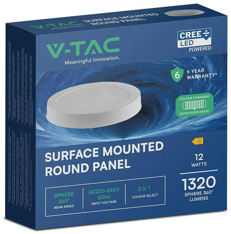 12W LED paviršinė panelė, balta, 3000/4000/6500K, CREE LED chip