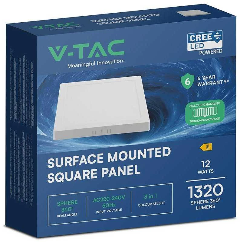 12W LED paviršinė panelė, balta, 3000/4000/6500K, CREE LED chip
