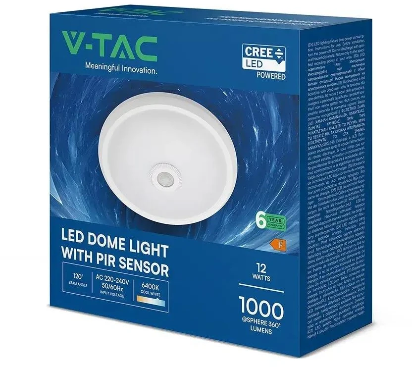 Lubinis šviestuvas 12W LED paviršinis šviestuvas, apvalus, baltas, 6400K, su judesio davikliu, CREE LED chip