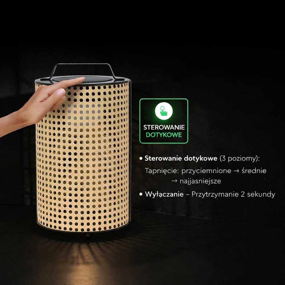 1,2W LED pastatomas įkraunamas lauko šviestuvas, medžio/juodos sp., 2800-3200K, dimeriuojamas, su saulės baterija