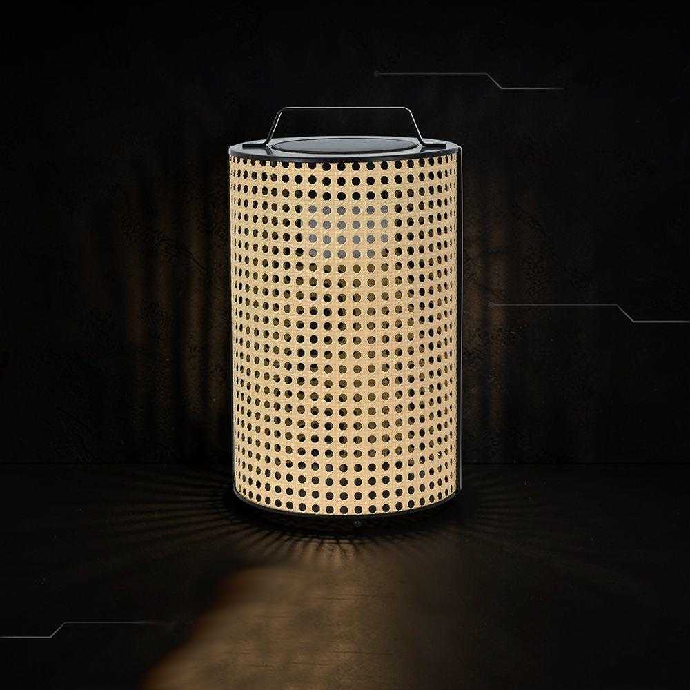 1,2W LED pastatomas įkraunamas lauko šviestuvas, medžio/juodos sp., 2800-3200K, dimeriuojamas, su saulės baterija