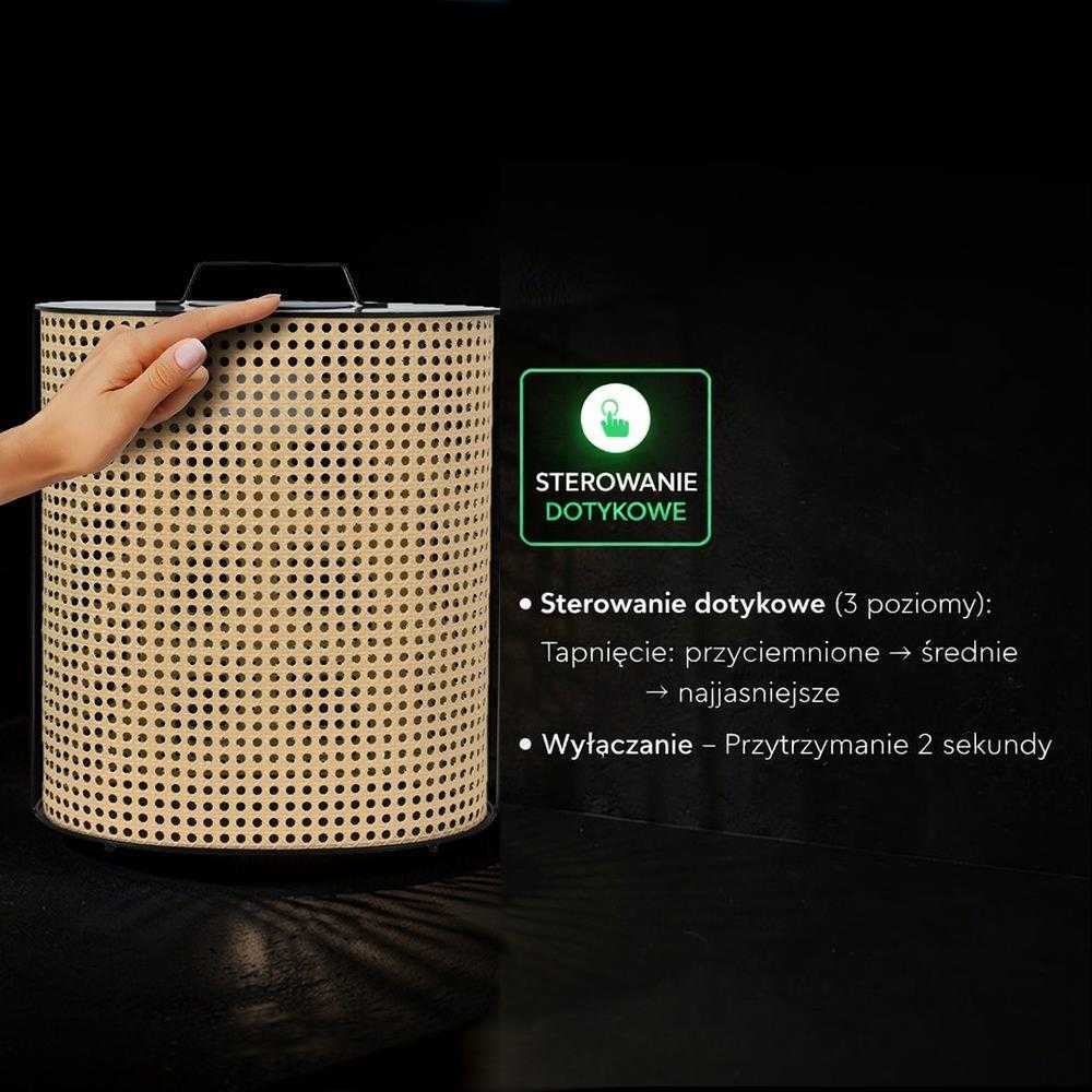 1,2W LED pastatomas įkraunamas lauko šviestuvas, medžio/juodos sp., 2800-3200K, dimeriuojamas, su saulės baterija