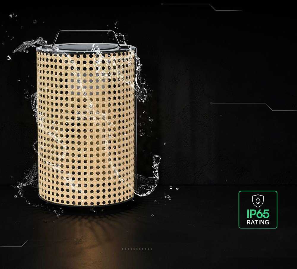 1,2W LED pastatomas įkraunamas lauko šviestuvas, medžio/juodos sp., 2800-3200K, dimeriuojamas, su saulės baterija