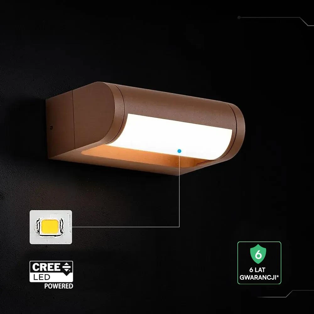 10W LED sieninis šviestuvas, rūdžių sp., 3000K, IP65, CREE LED chip