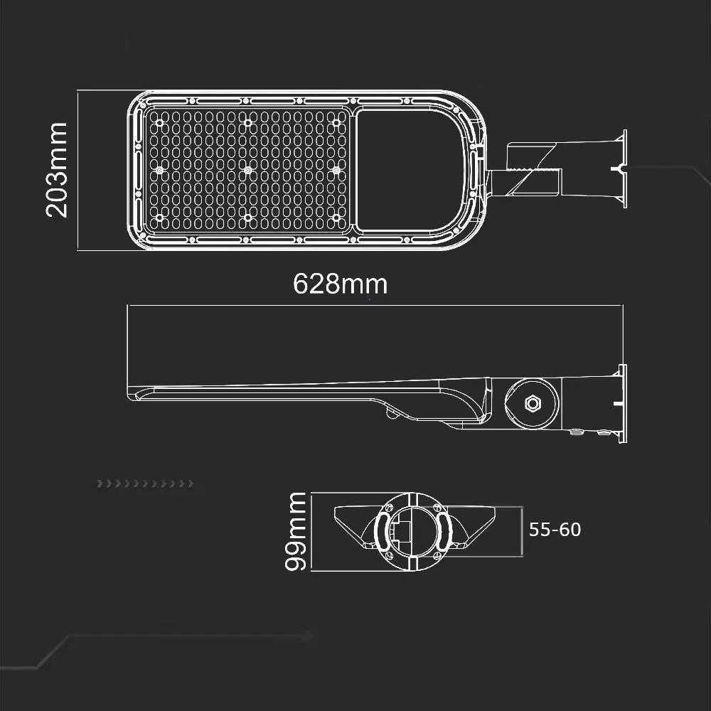 V-tac 150W LED gatvės šviestuvas, pilku korpusu, 6500K, su adapteriu