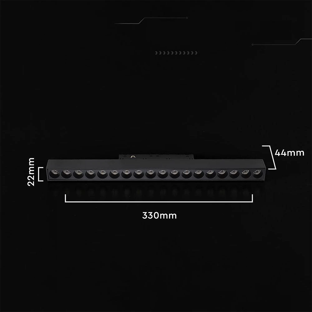 Oprawa szynoprzewód 48V V-TAC 15W 48V 36st LED juoda 33cm VT-41022 4000K 1215lm 3 metai gwarancji