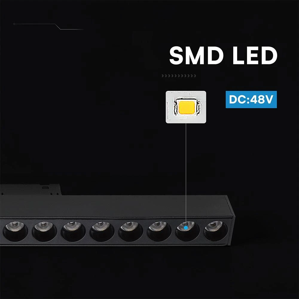 Oprawa szynoprzewód 48V V-TAC 15W 48V 36st LED juoda 33cm VT-41022 4000K 1215lm 3 metai gwarancji