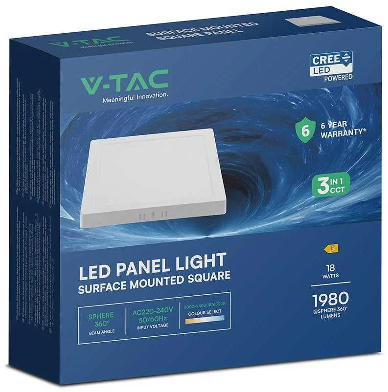 18W LED paviršinė panelė, balta, 3000/4000/6500K, CREE LED chip