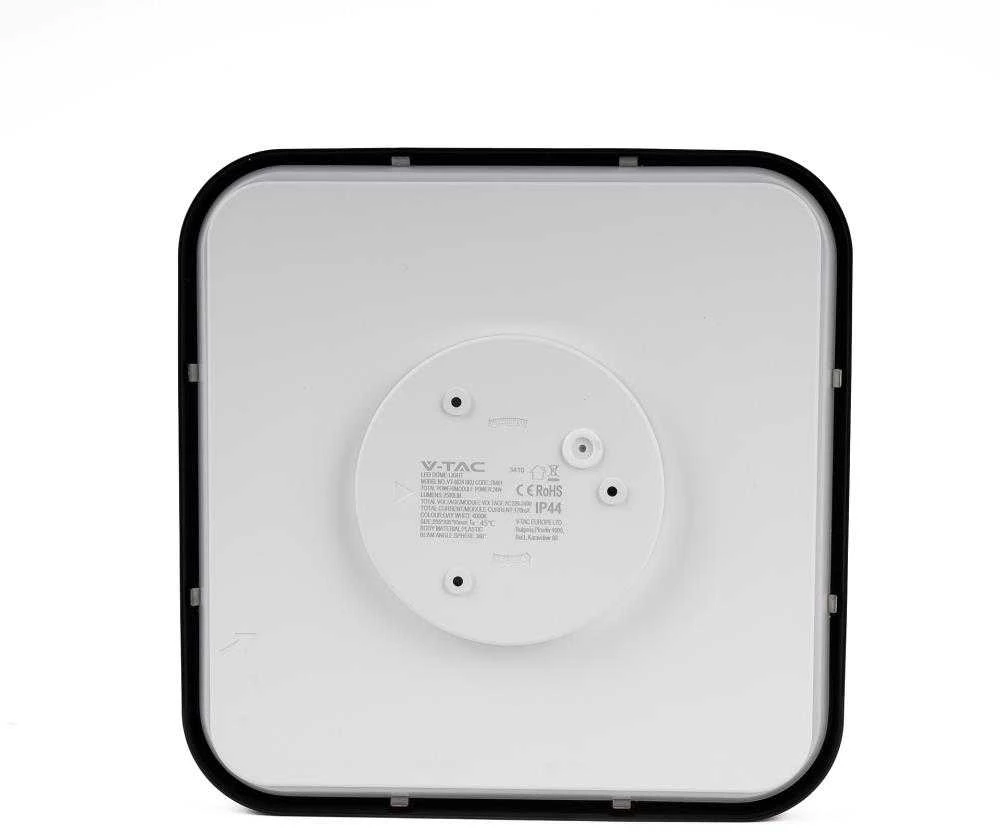 V-tac 18W LED paviršinis šviestuvas, juodas, 3000K, IP44, kvadratinis, SAMSUNG LED chip